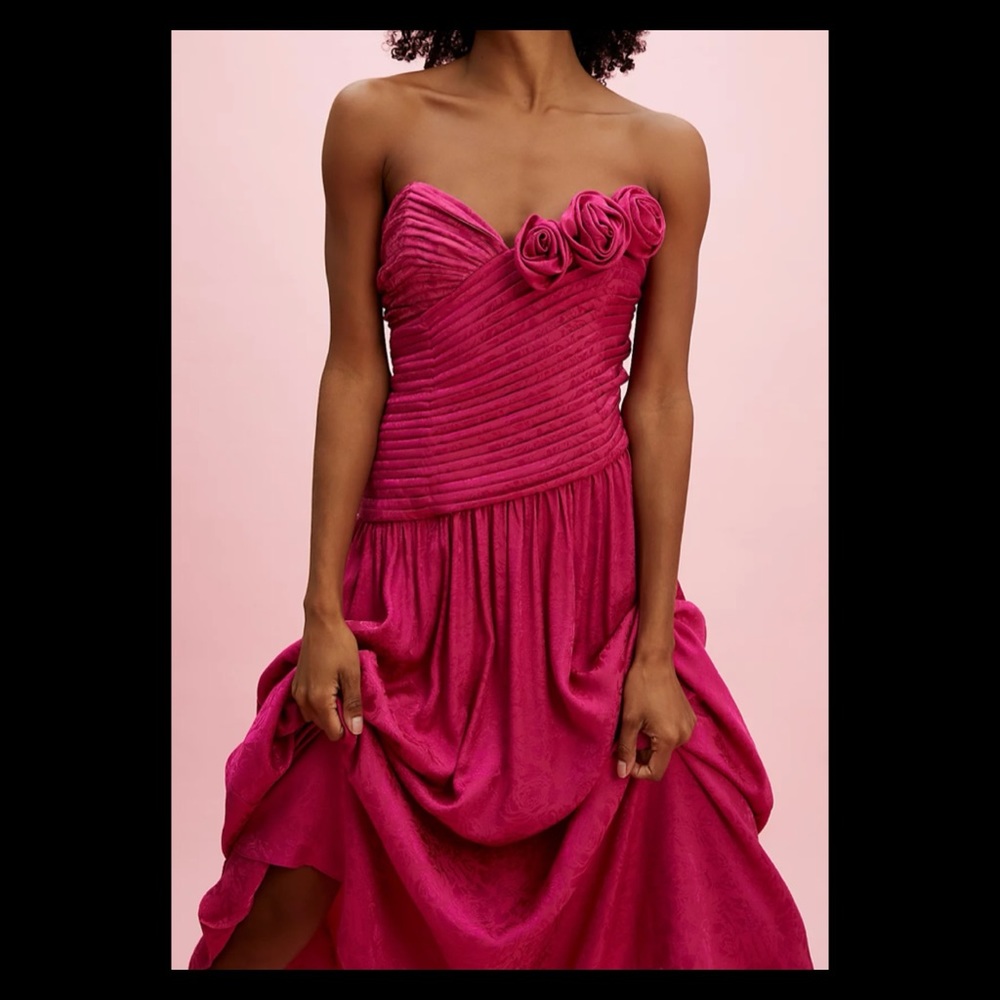 FREE PEOPLE- Magenta Strapless Dress